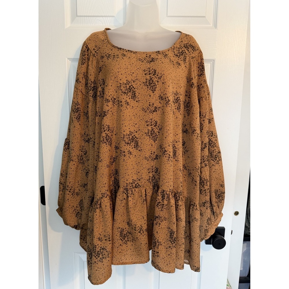 Davi & Dani Lot of 2 Babydoll Peplum Balloon Sleeve Boho Womens Blouses Size 3XL